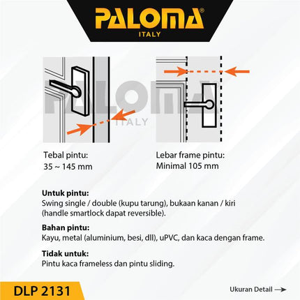 PALOMA Digital Lock Smart Home Kunci Pintu Door Handle Pintar DLP 21