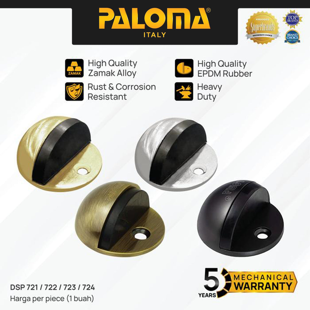 Door Stopper PALOMA Penahan Pintu Lantai Door Stop Stoper Floor Pengganjal Ganjalan Pintu Rumah Warna Satin Silver Black Hitam Gold Emas Antique Antik DSP 721 DSP 722 DSP 723 DSP 724
