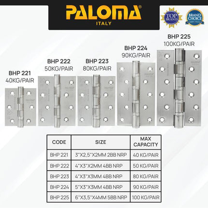 PALOMA Engsel Pintu Jendela Kupu Plat Butt Hinge Stainless BHP 22 BHP221 BHP222 BHP223 BHP224 BHP225