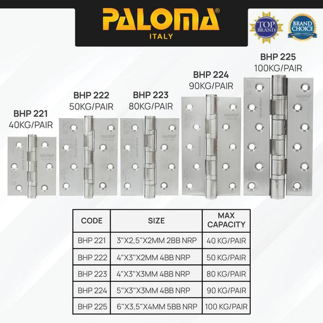 PALOMA Engsel Pintu Jendela Kupu Plat Butt Hinge Stainless BHP 22 BHP221 BHP222 BHP223 BHP224 BHP225