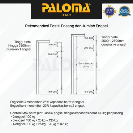 PALOMA Engsel Pintu Jendela Kupu Plat Butt Hinge Stainless BHP 22 BHP221 BHP222 BHP223 BHP224 BHP225