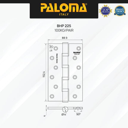 PALOMA Engsel Pintu Jendela Kupu Plat Butt Hinge Stainless BHP 22 BHP221 BHP222 BHP223 BHP224 BHP225