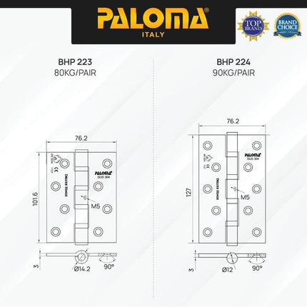 PALOMA Engsel Pintu Jendela Kupu Plat Butt Hinge Stainless BHP 22 BHP221 BHP222 BHP223 BHP224 BHP225