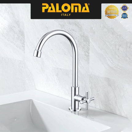 Kran Sink Leher Angsa PALOMA FCP 6361 Chrome Keran Dapur Kran Cuci Tangan Kran Air Sink Tembok Dinding Wall Brass Kuningan Krom