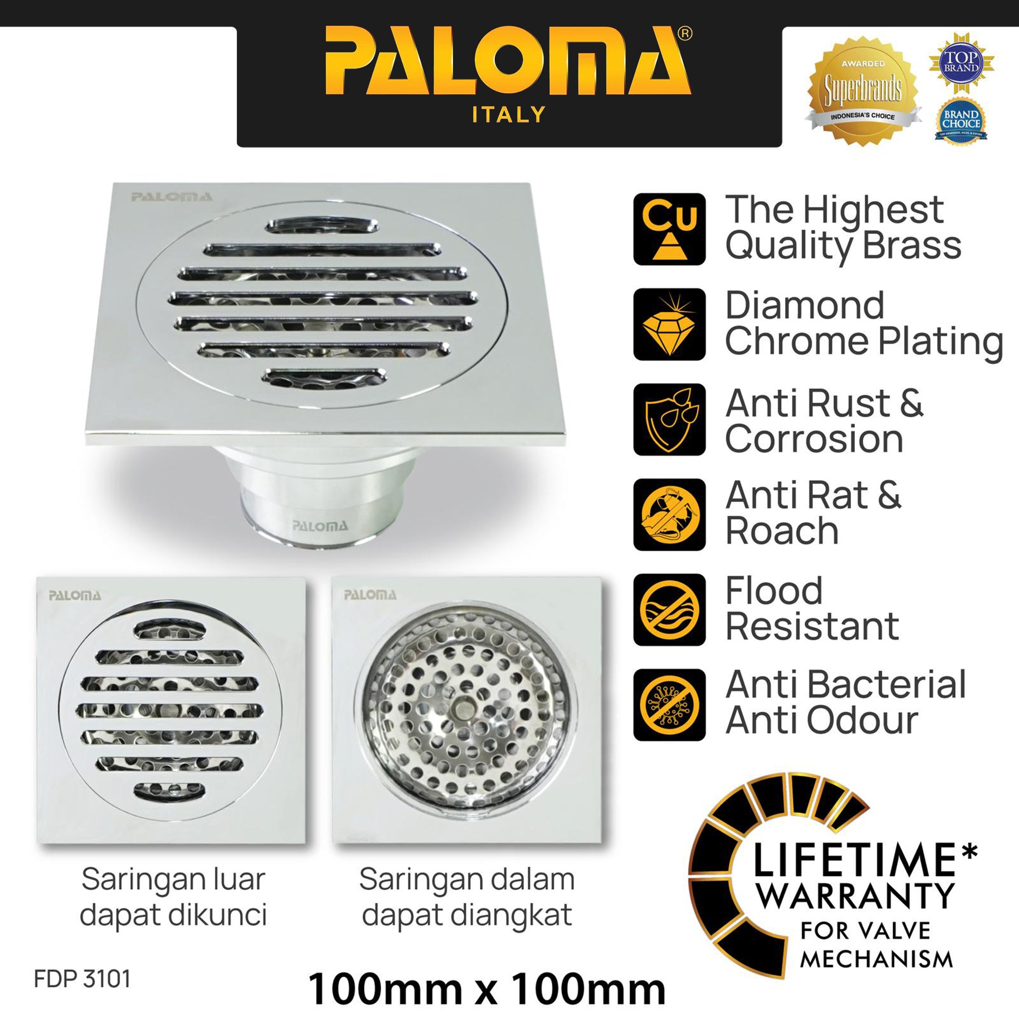 PALOMA FDP 3101 Floor Drain Strainer Saringan Got Kamar Mandi Anti Bau