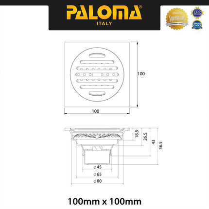PALOMA FDP 9103 Floor Drain Strainer Saringan Got Kamar Mandi Anti Bau Black