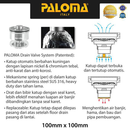 PALOMA Floor Drain Strainer Saringan Got Kamar Mandi FDP 2101 & FDP 2102 / Brass Floor Drain (Tile Insert)