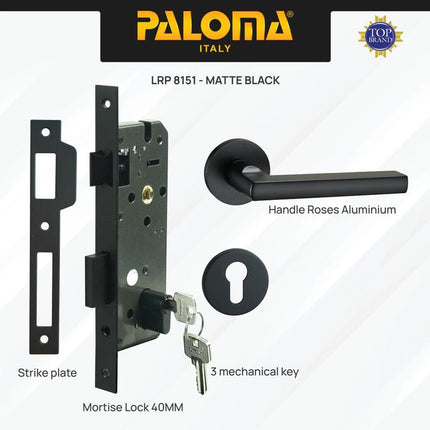 PALOMA Gagang Pintu Door Handle Pintu Roses Lever Engkol Pisah Misah Paket Kunci Pintu Lockset Lock Set Complete Komplit Superalum Lite Chrome Silver Black Grey Gold Hitam Abu Emas HRP LRP 8181 8161 8151 8121 8111 8141 8131 8162