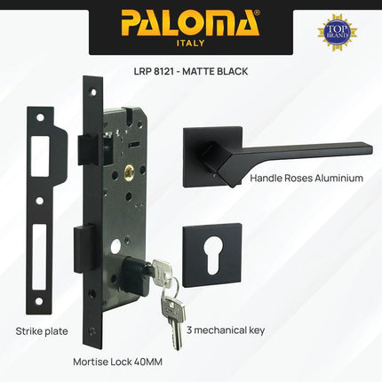 PALOMA Gagang Pintu Door Handle Pintu Roses Lever Engkol Pisah Misah Paket Kunci Pintu Lockset Lock Set Complete Komplit Superalum Lite Chrome Silver Black Grey Gold Hitam Abu Emas HRP LRP 8181 8161 8151 8121 8111 8141 8131 8162
