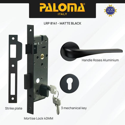 PALOMA Gagang Pintu Door Handle Pintu Roses Lever Engkol Pisah Misah Paket Kunci Pintu Lockset Lock Set Complete Komplit Superalum Lite Chrome Silver Black Grey Gold Hitam Abu Emas HRP LRP 8181 8161 8151 8121 8111 8141 8131 8162