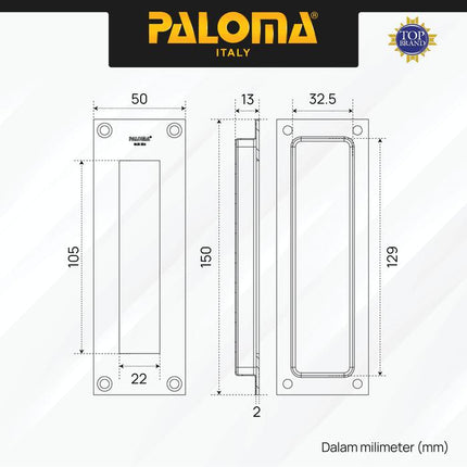 PALOMA Gagang Pintu Door Handle Sliding Comen Flush Tanam Geser Square Kotak 15 cm Stainless Steel SUS 304 Gold Chrome Silver Antique Black Emas Abu Antik Hitam CMP 213 CMP 214 CMP 215 CMP 221