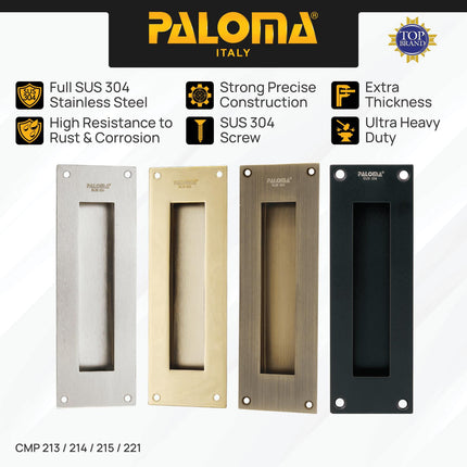 PALOMA Gagang Pintu Door Handle Sliding Comen Flush Tanam Geser Square Kotak 15 cm Stainless Steel SUS 304 Gold Chrome Silver Antique Black Emas Abu Antik Hitam CMP 213 CMP 214 CMP 215 CMP 221