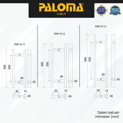 PALOMA Gagang Tarikan Pintu Door Pull Handle Stainless Steel SUS 304 SUS304 Matte Black Hitam PHP 3111 3112 3113 3114 3115 3116 3117 3118