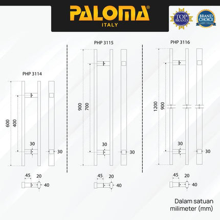 PALOMA Gagang Tarikan Pintu Door Pull Handle Stainless Steel SUS 304 SUS304 Matte Black Hitam PHP 3111 3112 3113 3114 3115 3116 3117 3118