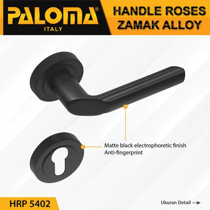 PALOMA HRP 5402 Handle Pintu Roses Gagang Door Lever Zamak Hitam Black