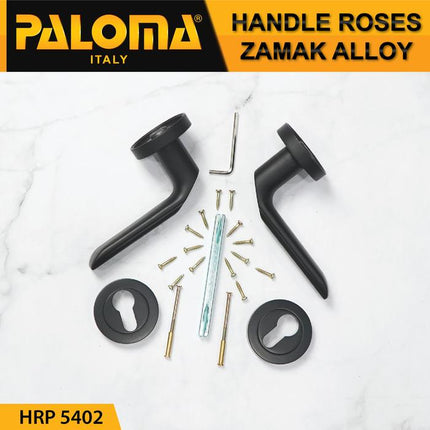 PALOMA HRP 5402 Handle Pintu Roses Gagang Door Lever Zamak Hitam Black