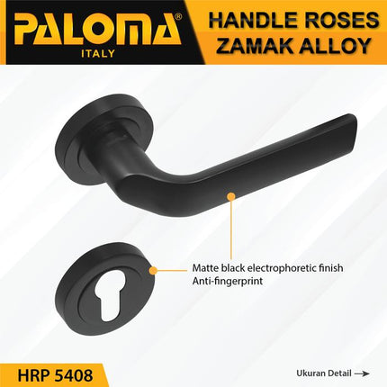 Handle Pintu Roses PALOMA HRP 5408 Gagang Door Lever Zamak Hitam Black