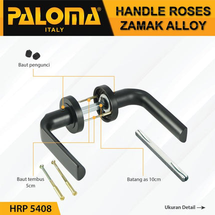Handle Pintu Roses PALOMA HRP 5408 Gagang Door Lever Zamak Hitam Black