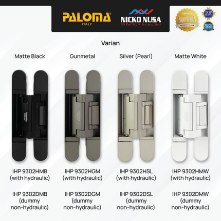 PALOMA IHP 9302 Engsel Tanam Hidrolik Concealed Hinge Hydraulic Invisible Engsel Pintu 3D Adjustable Superalum