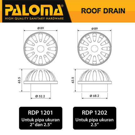 PALOMA Roof Drain Lantai Atap Talang Air Saringan Got Balkon RDP 12
