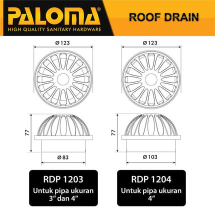 PALOMA Roof Drain Lantai Atap Talang Air Saringan Got Balkon RDP 12