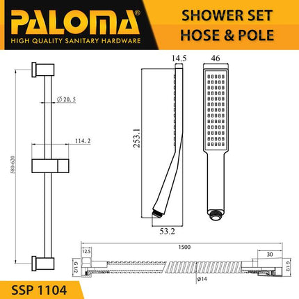 Shower Set Tiang PALOMA SSP 1104 Handshower Mandi Hand Head Kepala