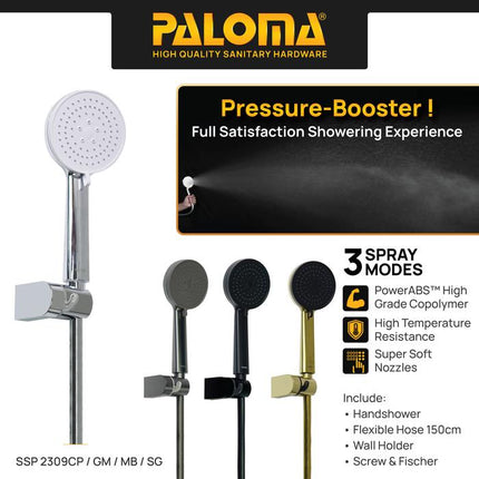 PALOMA SSP 2309 Shower Set Handshower Mandi Hand Shower Head Kepala Shower Genggam Sower 3 Mode Paket ABS Chrome Gunmetal Gun Metal Grey Black Gold Silver Abu Hitam Emas SSP 2309CP SSP 2309GM SSP 2309MB SSP 2309SG