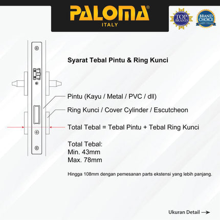 PALOMA Smart Cylinder Lock Kunci Pintu Silinder Digital Home DLP 701
