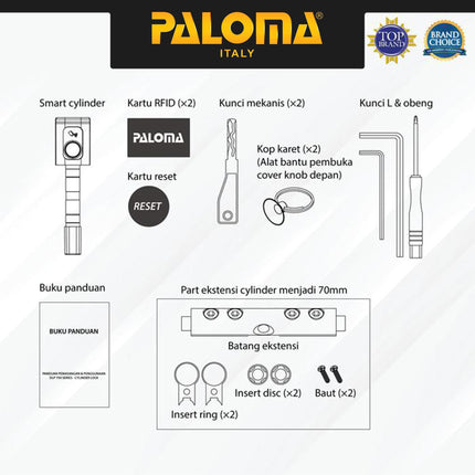 PALOMA Smart Cylinder Lock Kunci Pintu Silinder Digital Home DLP 701