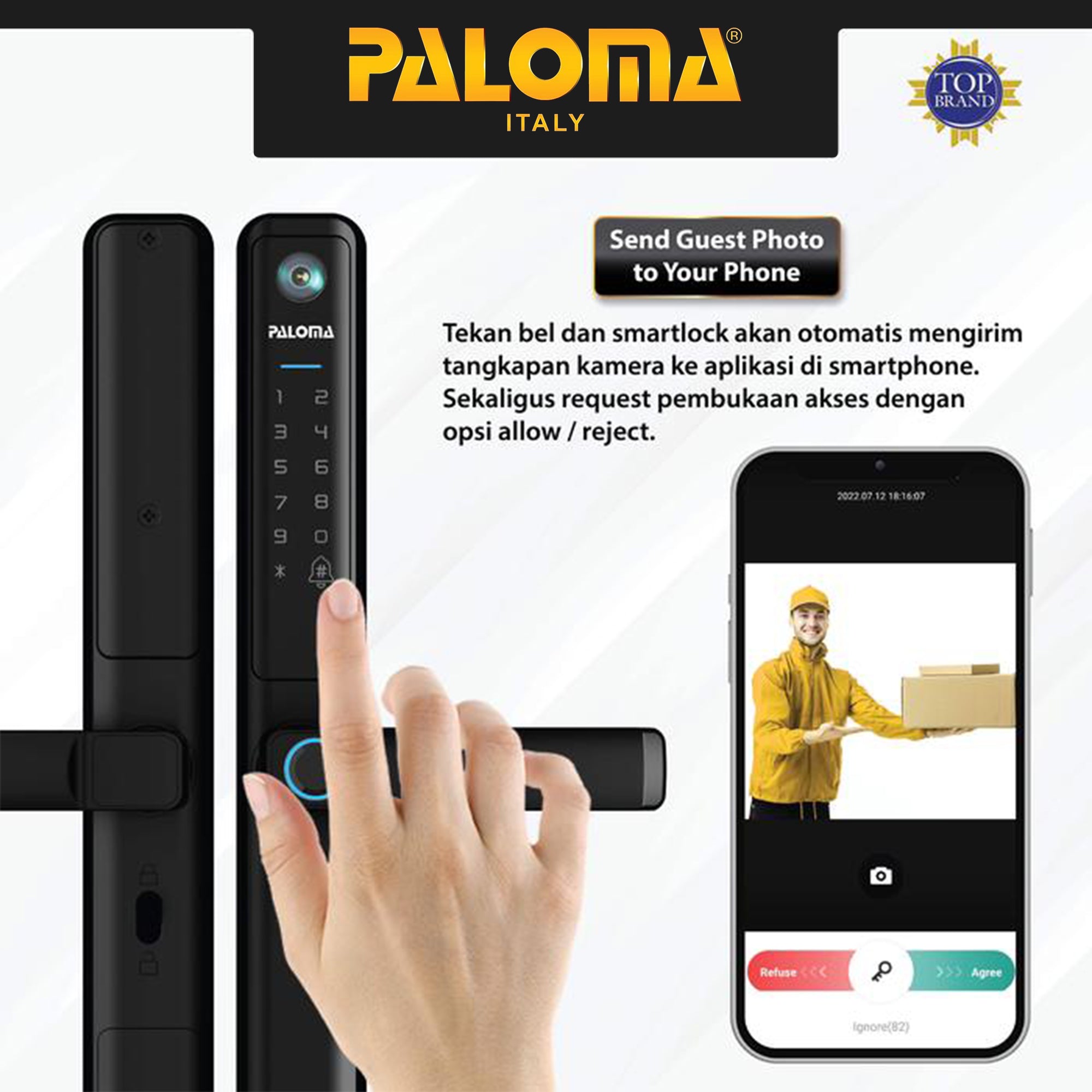 PALOMA Smart Lock Kunci Pintu Digital Slim Door Frame Aluminium Smart ...