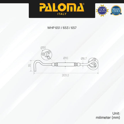 PALOMA WHP Penahan Hak Angin Jendela Window Hook 8" 10" inch Brass Kuningan Gold Silver Grey Black Emas Abu Hitam WHP 651 652 653 654 657 658