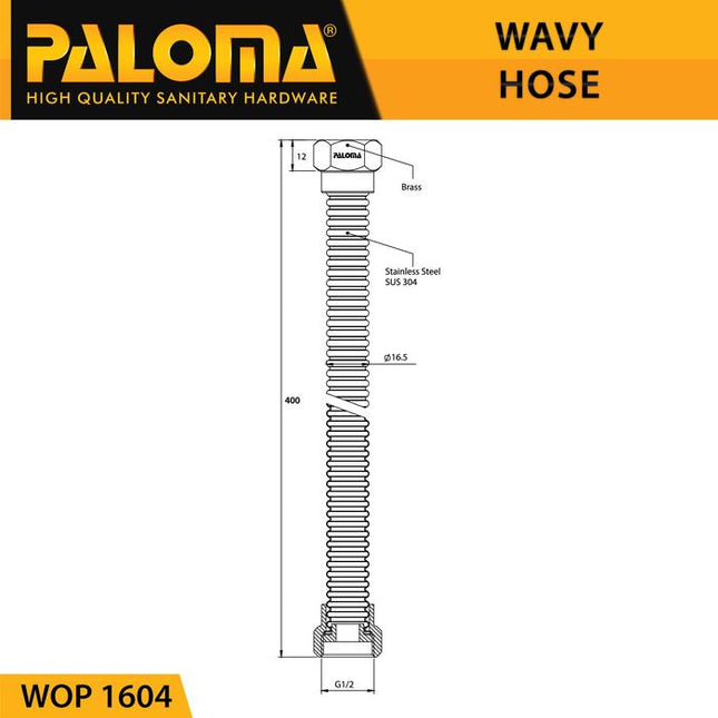 PALOMA WOP 1604 Wavy Hose 40cm Selang Kaku Flexible Air Panas Heater