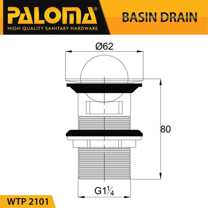 Pop Up Waste PALOMA WTP 2101 Afur Wastafel Kepala Sifon Avur Washtafel