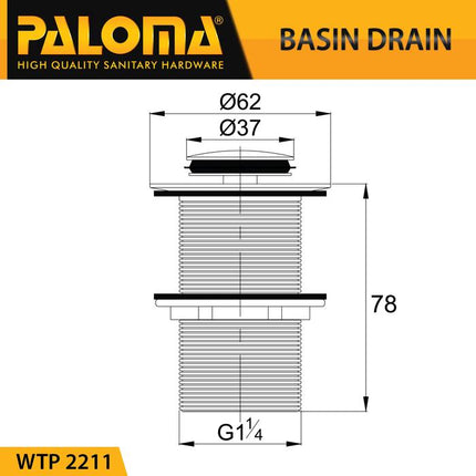 PALOMA WTP 2211 Afur Wastafel Kepala Sifon Pop Up Waste Avur Washtafel