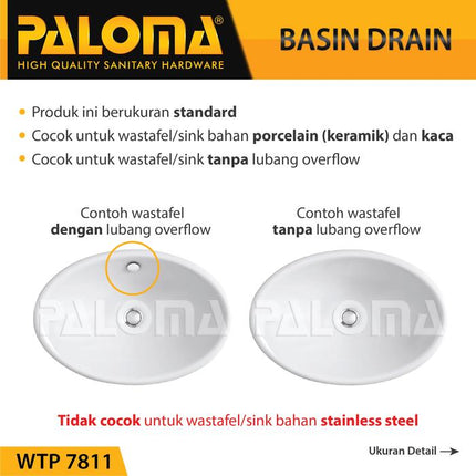 Sifon Pop Up Waste PALOMA WTP 7811 Satin Gold Afur Wastafel Kepala Avur Washtafel