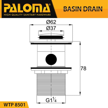 Sifon Pop Up Waste PALOMA WTP 8501 Afur Wastafel Kepala Avur Washtafel