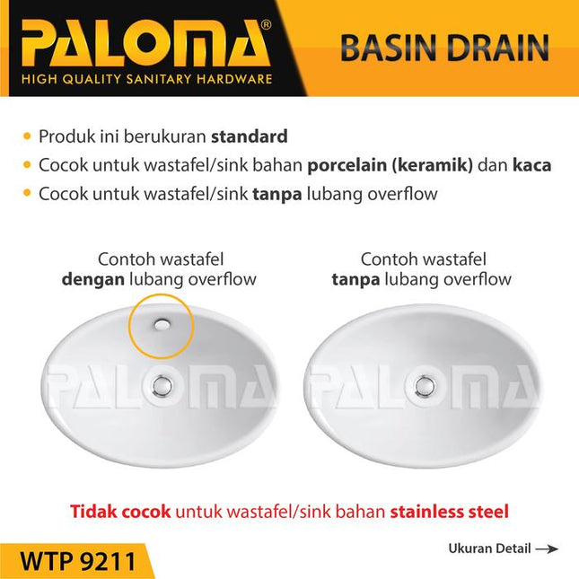 PALOMA WTP 9211 Afur Wastafel Kepala Sifon Pop Up Waste Avur Washtafel