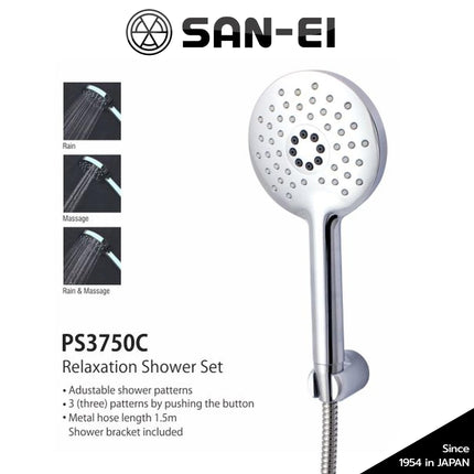 Hand Shower Set SANEI PS3750C Black Relaxation Sower Mandi PS 3750 Black