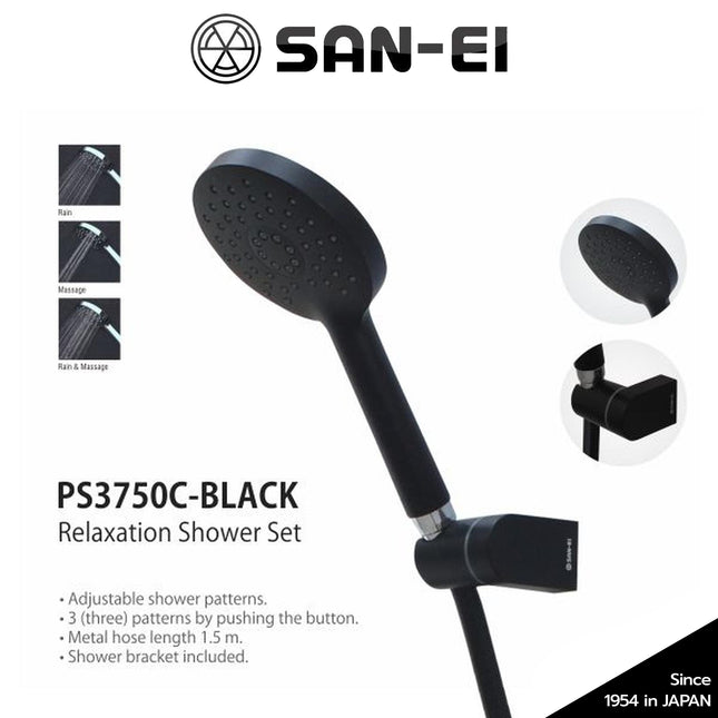 Hand Shower Set SANEI PS3750C Black Relaxation Sower Mandi PS 3750 Black