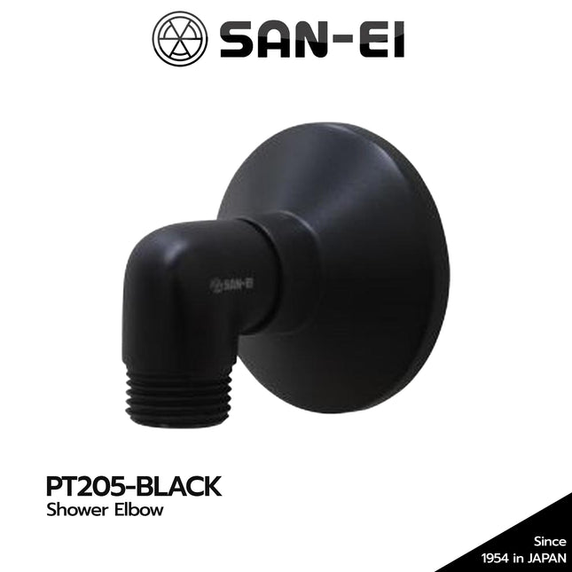Shower Elbow SANEI PT205 Black Sambungan Shower Wall Outlet PT 205 Hitam
