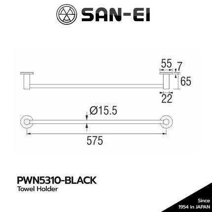 Gantungan Handuk SANEI PWN5310 Black Towel Holder PWN 5310 Hitam