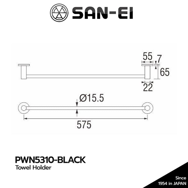 Gantungan Handuk SANEI PWN5310 Black Towel Holder PWN 5310 Hitam
