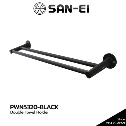 Gantungan Handuk SANEI PWN5320 Black Double Towel Holder PWN 5320