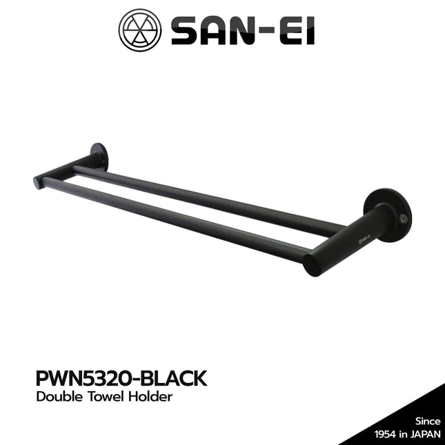 Gantungan Handuk SANEI PWN5320 Black Double Towel Holder PWN 5320