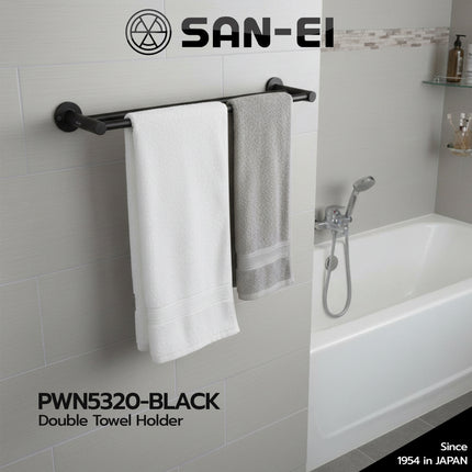 Gantungan Handuk SANEI PWN5320 Black Double Towel Holder PWN 5320