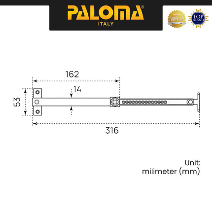 Lamskar PALOMA RKP 604 Hak Angin Ramskar Putar Tarik Penahan Jendela Window Panjang Kuningan Antique Antik Brass