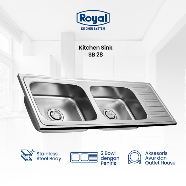 Kitchen Sink Royal Wastafel Dapur SB 28 | Bak Cuci Piring 116 x 43 Cm