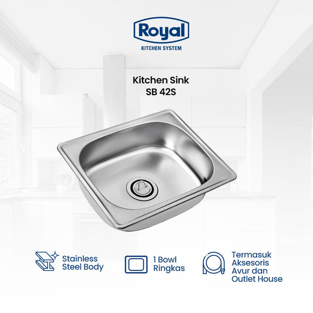 Kitchen Sink Royal SB 42 S Wastafel Dapur | Bak Cuci Piring 48 x 40 Cm