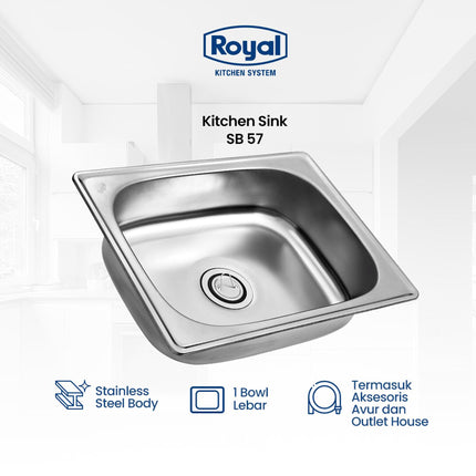 Kitchen Sink Royal SB 57 Wastafel Dapur | Bak Cuci Piring 57 x 44 Cm