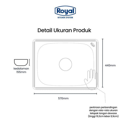 Kitchen Sink Royal SB 57 Wastafel Dapur | Bak Cuci Piring 57 x 44 Cm